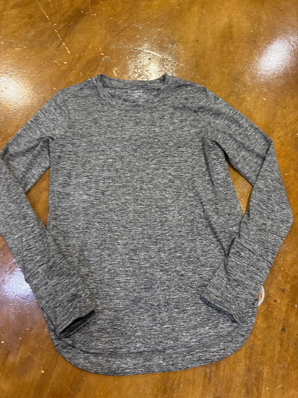 Athleta Gray Heather Crewneck Long Sleeve Top